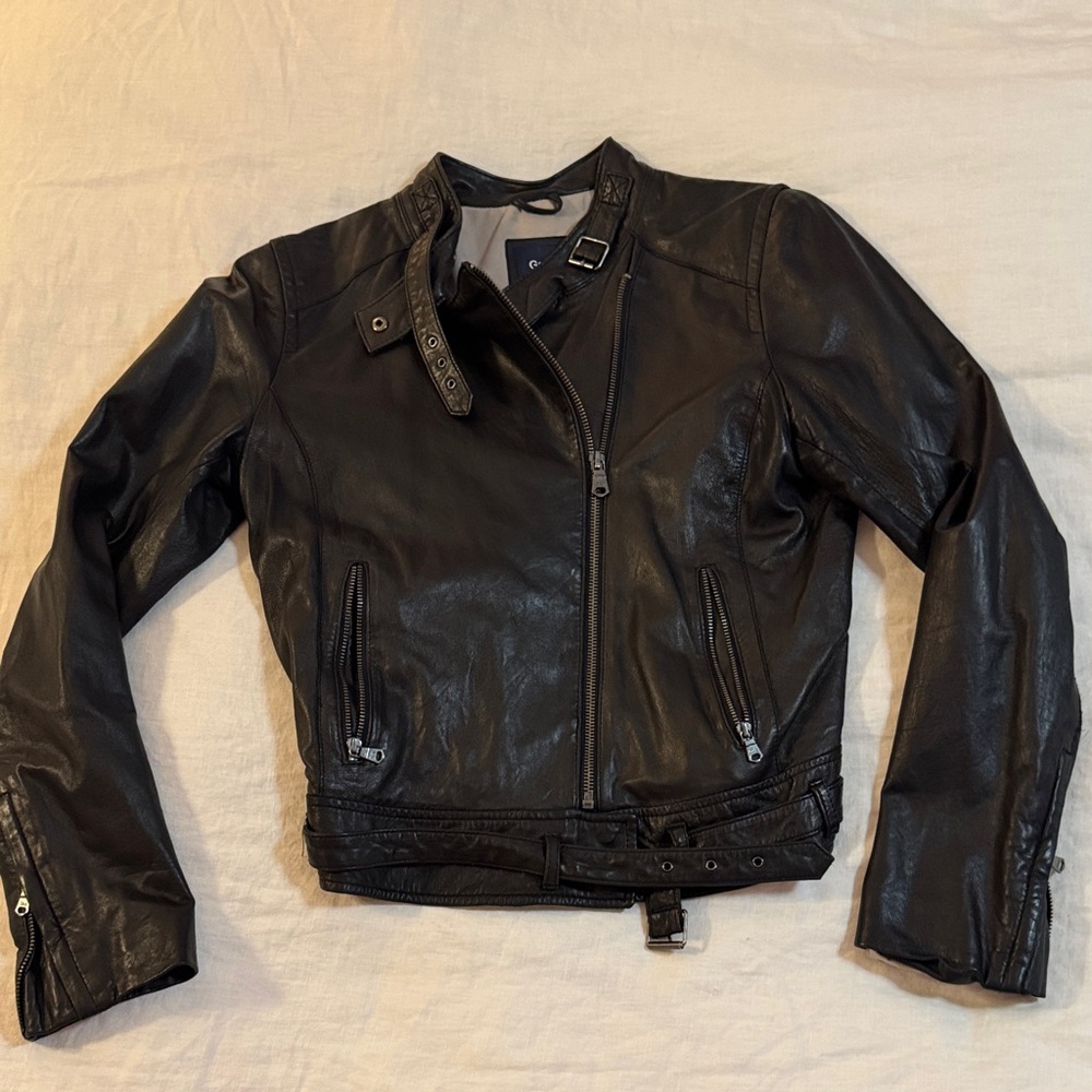 Vintage Y2K GAP Edition moto jacket, gorgeous soft leather, womens S